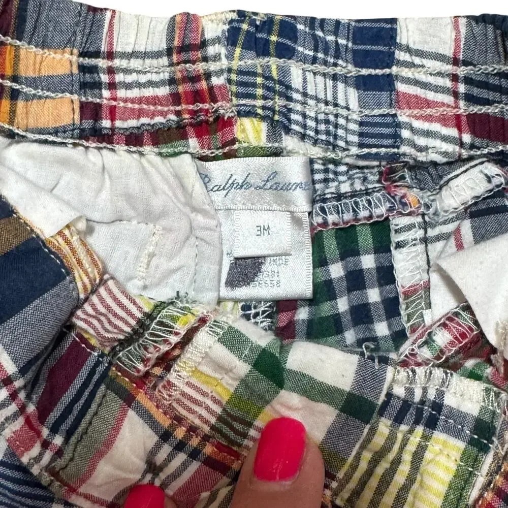 Ralph Lauren Patchwork Madras Shorts Multicolor Plaid 3mo